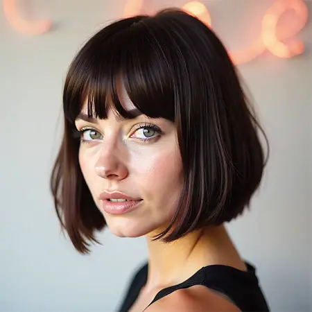 Straight-Cut French Bob in Cool Espresso