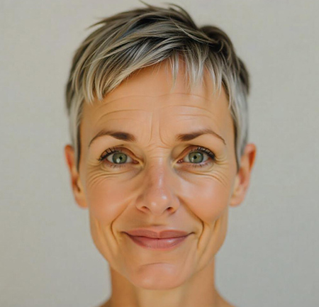 Super Short Pixie with Salt-and-Pepper Tones
