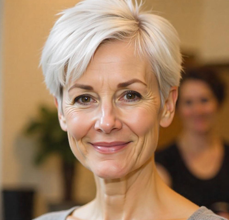 Tapered Pixie with Platinum Shine