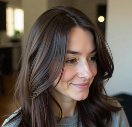 V-Cut Layers with Espresso Brown Shine