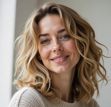 Wavy Bob with Pearl Blonde Highlights