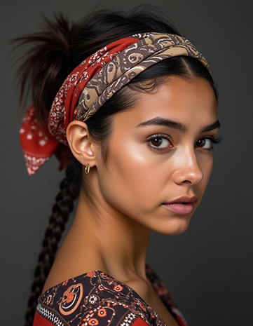 Bandana with Low Braided Ponytail
