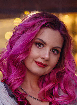 Black and Pink Long Wavy Wolf Cut