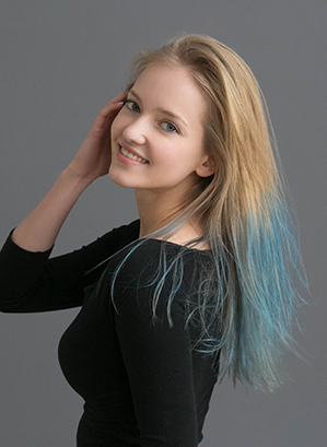 Blonde Wolf Cut With Blue Ends