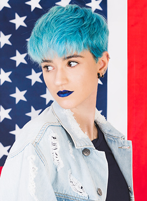 Blue Pixie Mullet Wolf Cut hair style