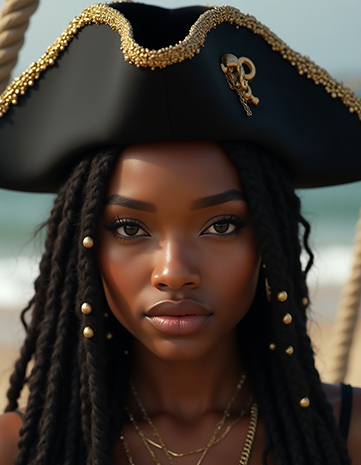 Box Braids Adorned with Decorations and a Pirate Hat