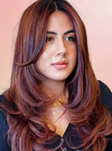Brunette Balayage Butterfly Cut