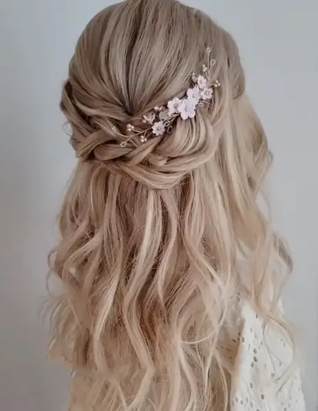 Casual Half-Up Style With Floral Accent