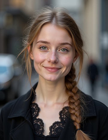Center-Parted Hair with a Long Loose Braid