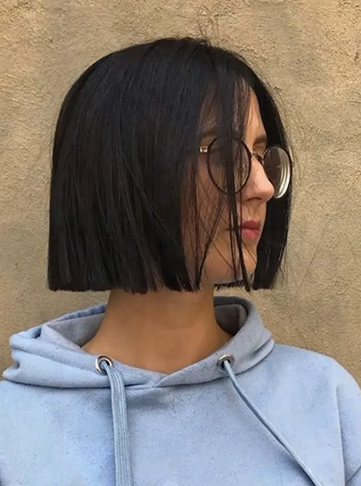 Chopped Bob on Straight Black Hair