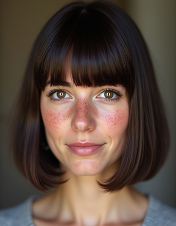 Classic Bob with Blunt Bangs in Glossy Espresso