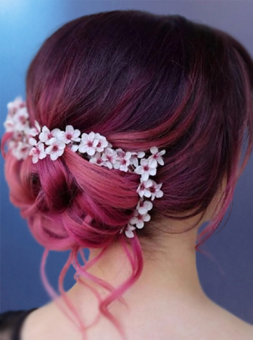 Cranberry and Pink Hair Color