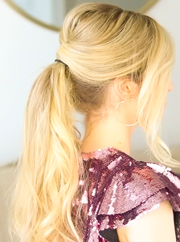 Curled Ponytail with a Scrunchie