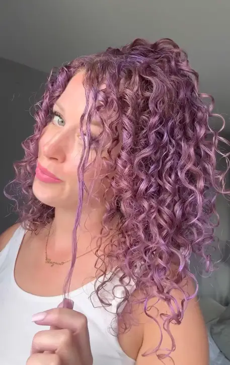 Curly Hair With a Purple Dip-Dye Finish