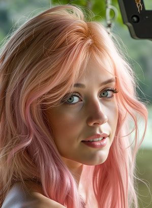 Duo-Toned Blonde Pink Long Wavy Wolf Cut