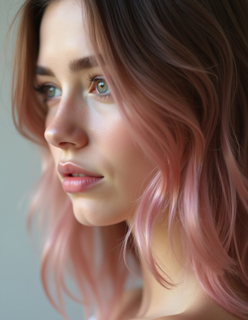 Dusty Rose Side-Swept Highlights