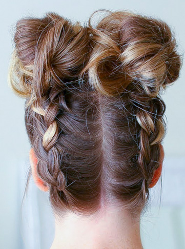 Dutch Braids with Space Buns