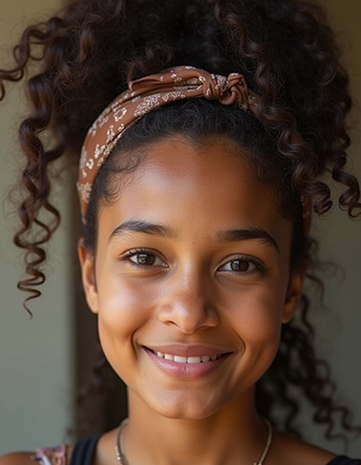 High Curly Ponytail with a Bandana