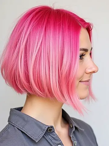 Hot Pink and Virgin Pink Gemini Bob Cut