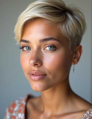 Icy Blonde Pixie Cut
