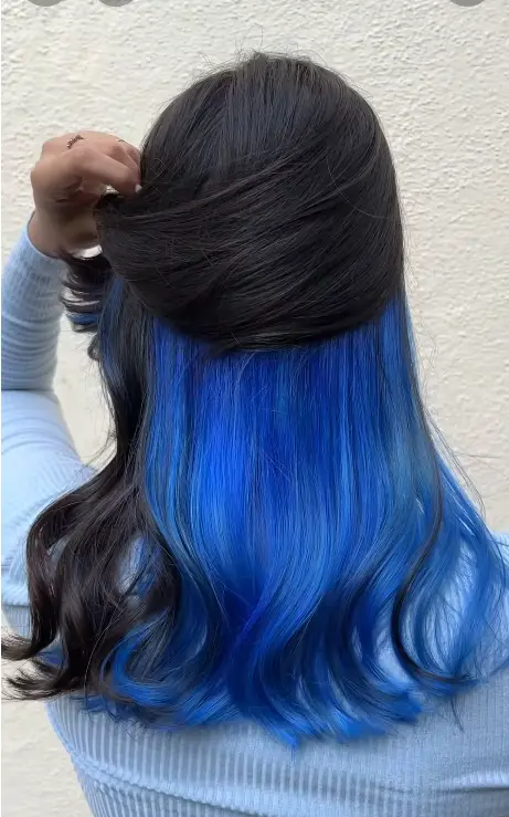 Long Bob Enhanced With Blue and Silver Dip-Dye