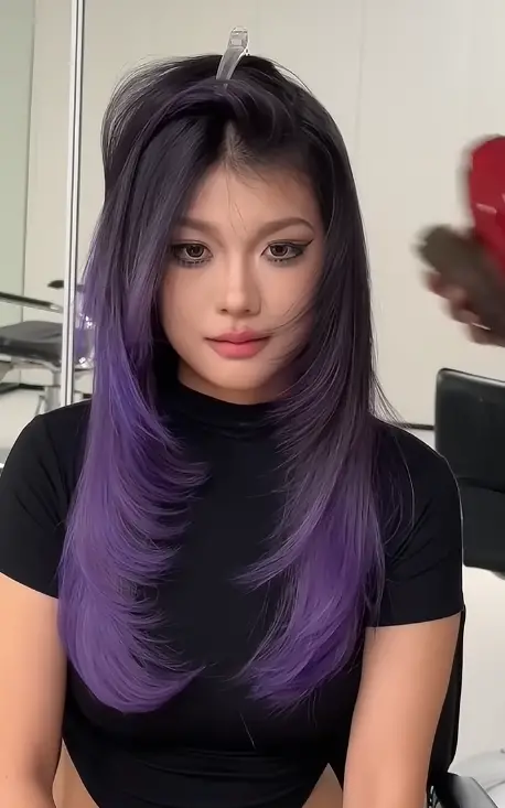 Long Purple Butterfly Haircut