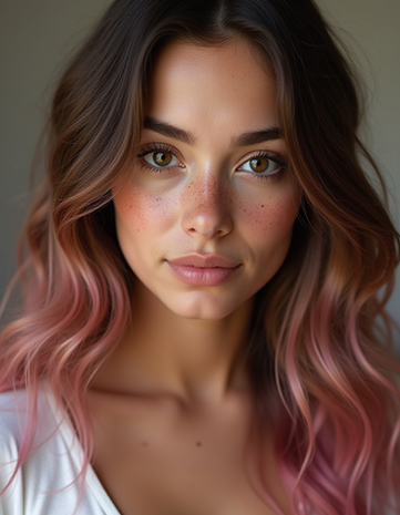 Long Waves Accented with Pastel Pink Highlights
