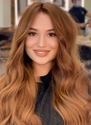 Long Wolf Cut With Curtain Bangs on Balayage Hair