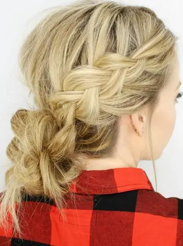 Low Bun with a Side Braid
