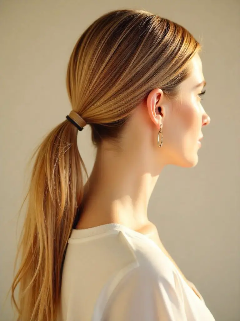 Low-Slung Straight Ponytail