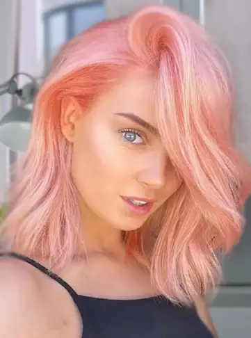 Medium Wavy Pastel Pink Hair
