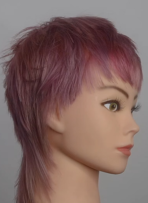Pink Pixie Mullet Wolf Cut With Asymmetrical Bangs