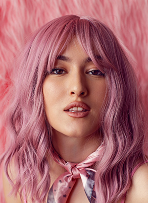 Pink Shaggy Long Wolf Cut
