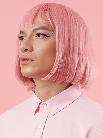  Pink Side-Swept Asymmetrical Bob
