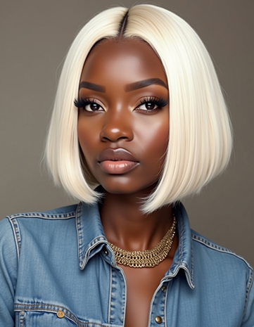 Platinum Blonde Bob with Subtle Volume Enhancement