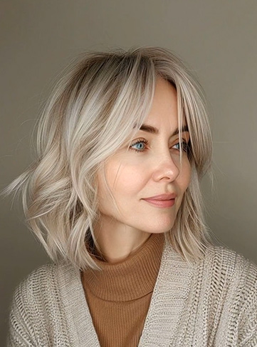 Polished Silver Bob with Feathered Layers