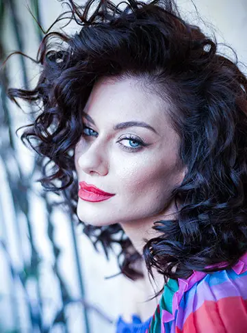 Pretty Curly Black Bob with Side Bangs