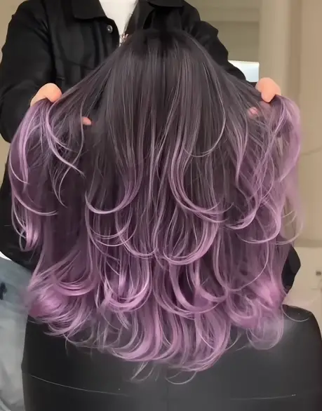 Purple Ombre on Blonde Wavy Hair