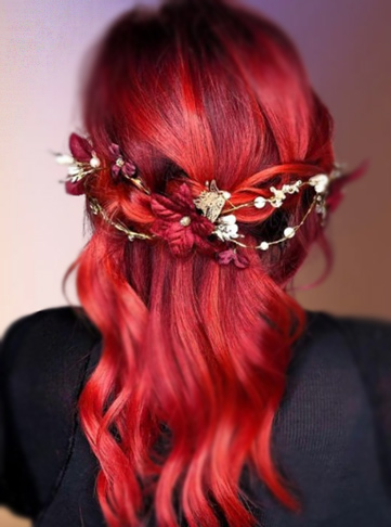 Red Half-Up Floral