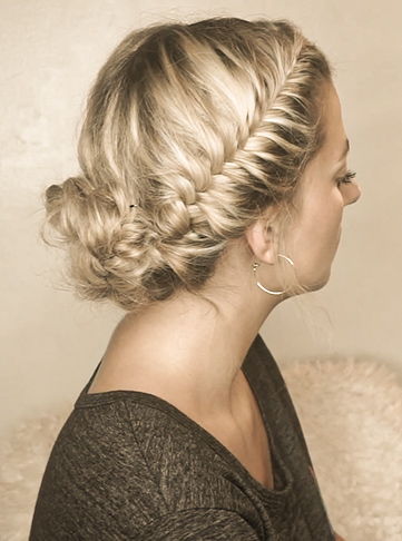 Relaxed French Fishtail Updo Style