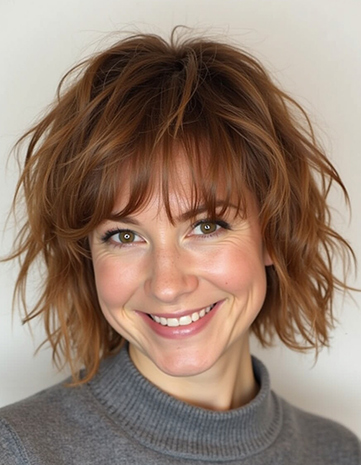 Shaggy Bob with Warm Auburn Undertones