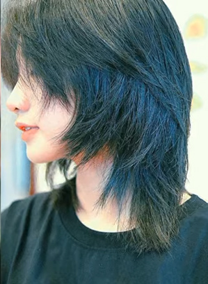Short Mullet Wolf Cut With Side Swept Bangs