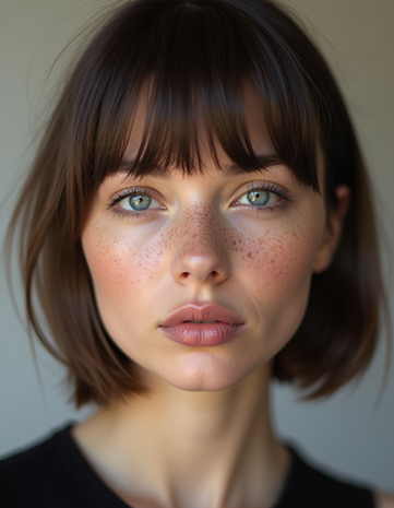 Sleek and Straight Lob with Wispy Blunt Bangs