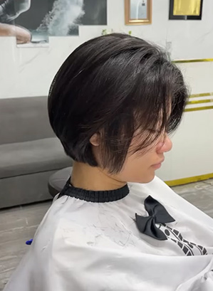 Textured Brunette Bob With Bangs