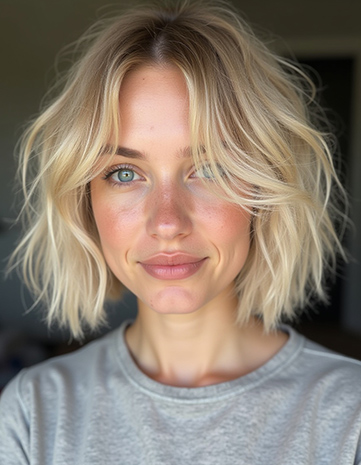 Tousled Blonde Bob with Layered Styling
