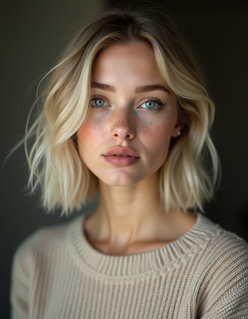 Tousled Blonde Bob with Textured Ends