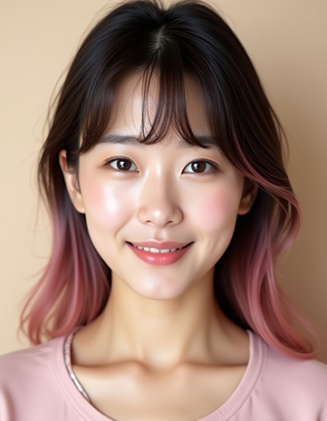Tousled Lob with Faded Pink Ends