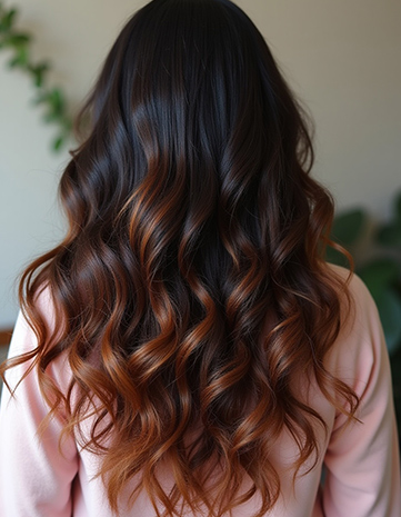 Full Curls with Caramel Brown Highlights
