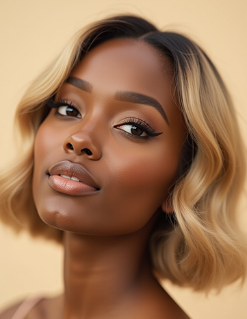 Wavy Blonde Bob with Dark Roots