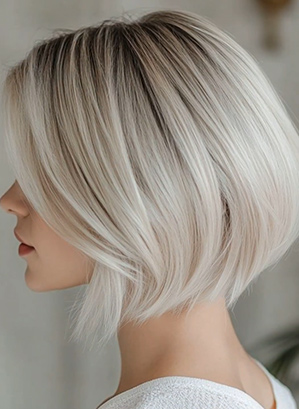 White-Blonde Short Wolf Cut